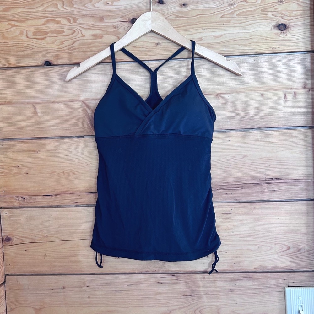 Full Freedom Tank Top Womens Small Black Y-Back Ruched Cinch Lululemon